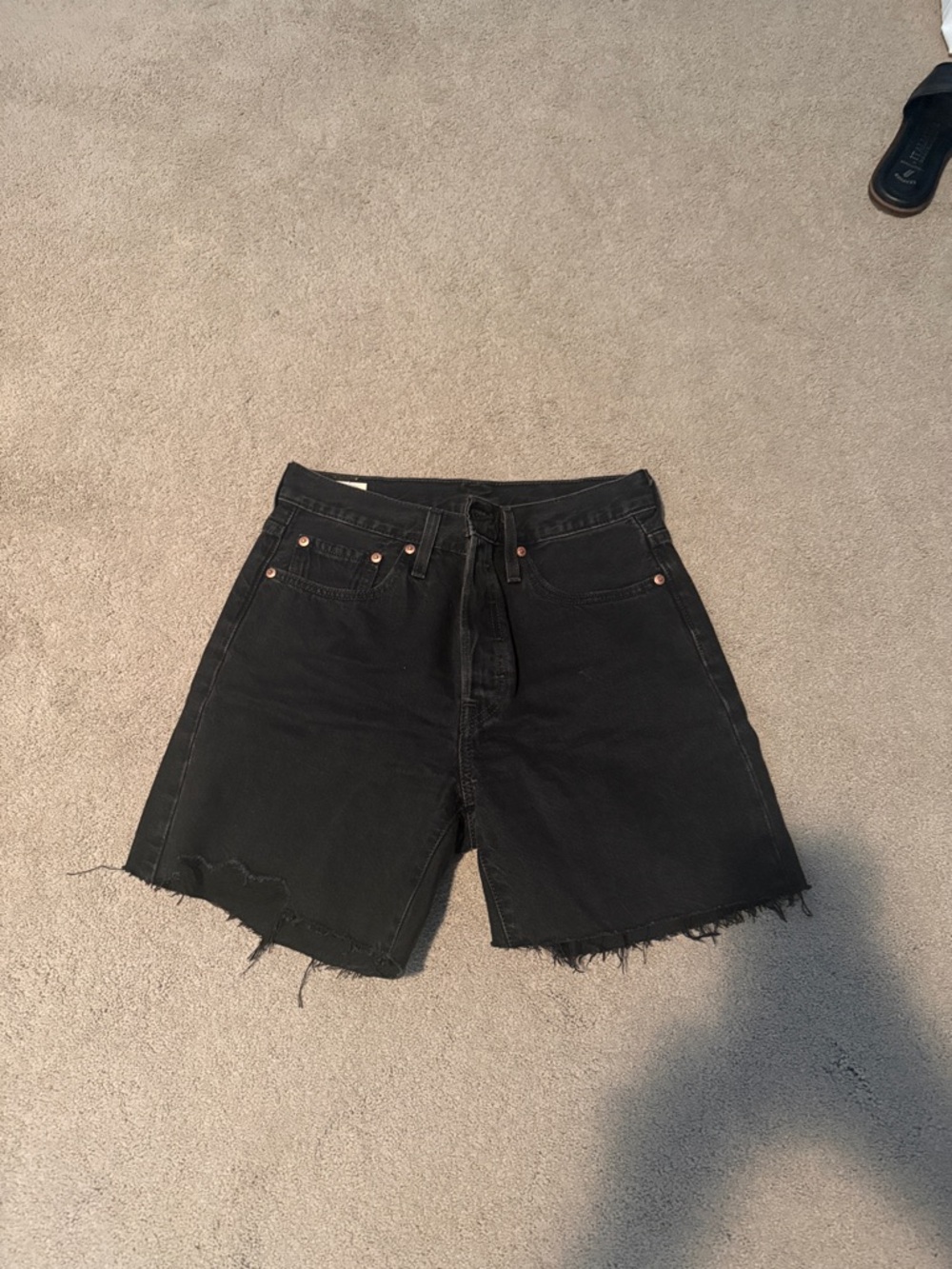 Levi's Black 501 Classic Denim Jeans with Leather Patch
